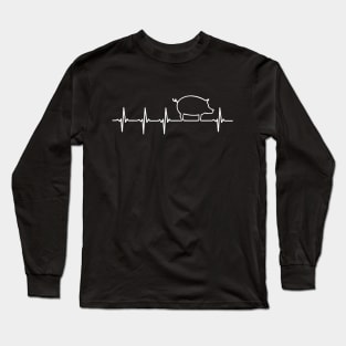 PIG Heartbeat EKG Shirt I Love My Piggy Heart Long Sleeve T-Shirt